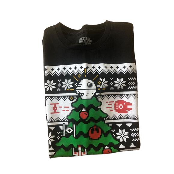 STAR WARS TIE FIGHTER DEATH STAR CHRISTMAS TREE‎ T-Shirt Black Size M - Picture 2 of 5